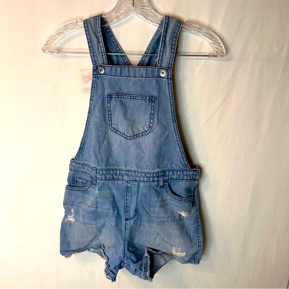 The Children's Place Girl’s Blue Denim Jeans Romper Overalls Sleeveless Size 10